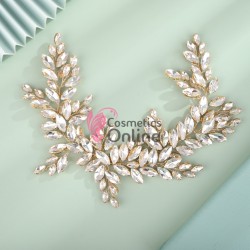 Accesoriu elegant pentru decor par AP002GG Auriu cu cristale Argintii + 4 agrafe